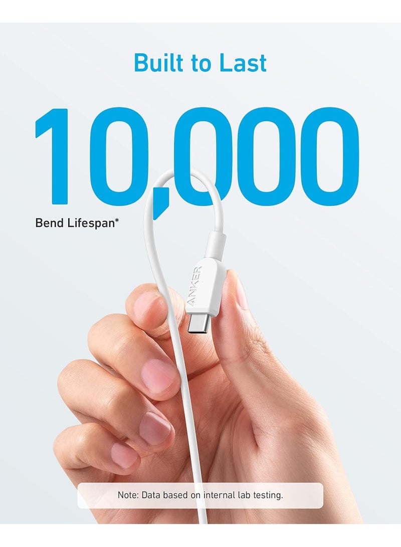 Anker 310 USB C to USB C Cable (3ft, 60W/3A), Fast Charging Type-C Cable for Samsung Galaxy S23, iPad Pro 2021, Air 4 & Mini 6, MacBook Pro 2020, Switch (USB 2.0) - White - Image 2